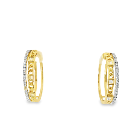 0.56CT Diamond HOOP 14k Yellow Gold Earring