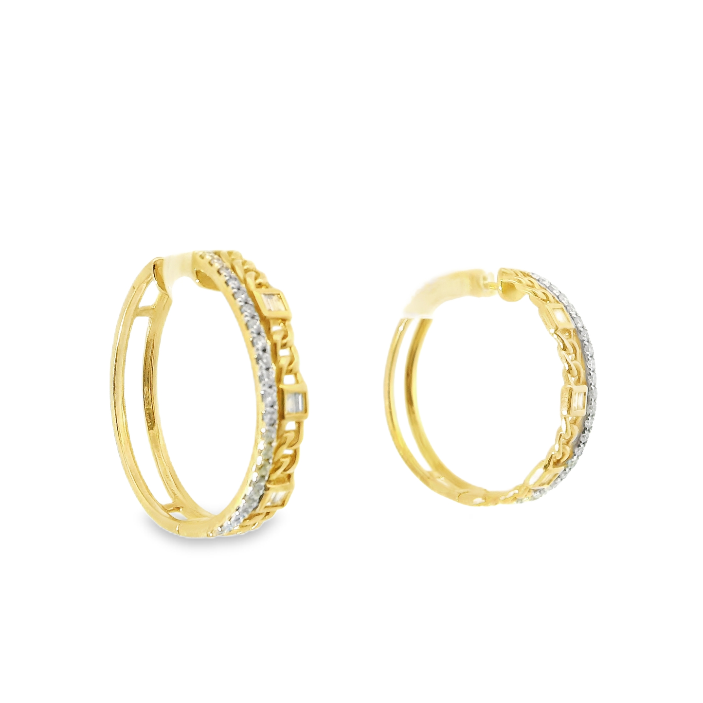 0.56CT Diamond HOOP 14k Yellow Gold Earring