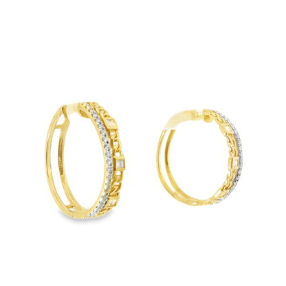 0.56CT Diamond HOOP 14k Yellow Gold Earring