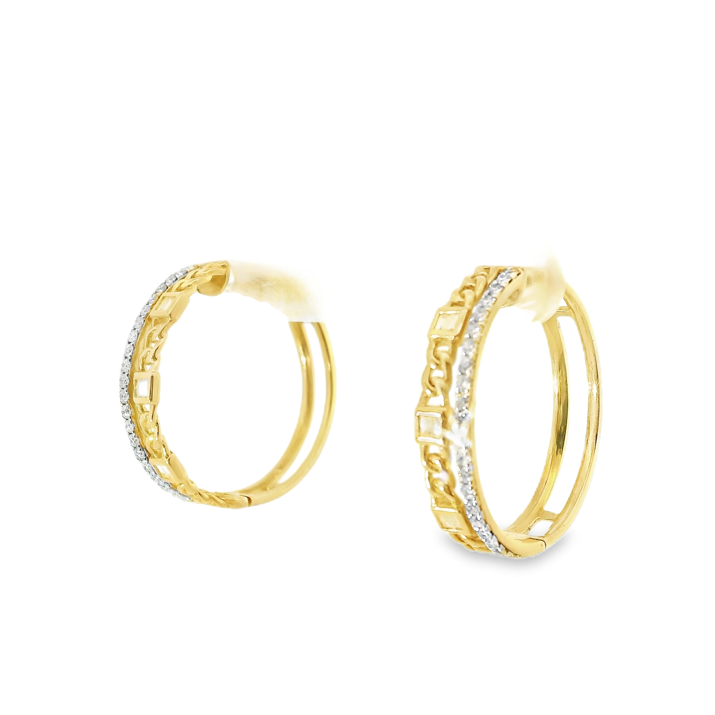 0.56CT Diamond HOOP 14k Yellow Gold Earring