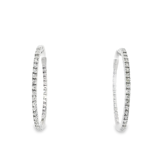 0.56CT Diamond Hoop Earrings 14k White Gold