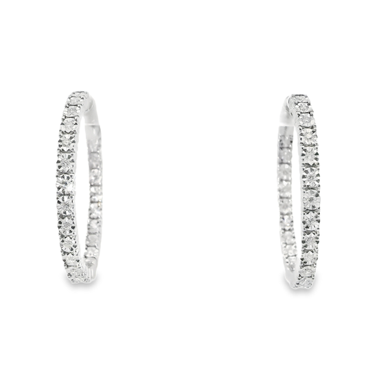 0.56CT Diamond Hoop Earrings 14k White Gold