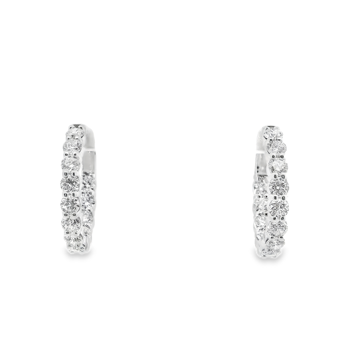 3.87CT Diamond Hoop 14k White Gold Earring