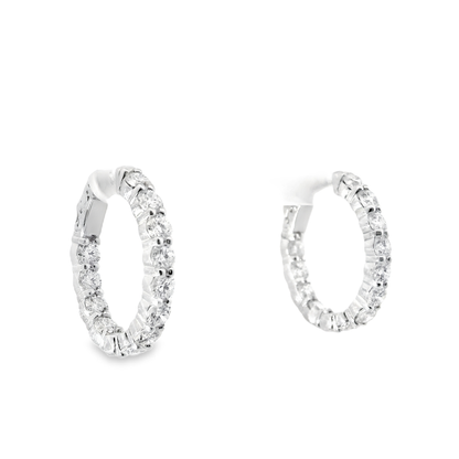 3.87CT Diamond Hoop 14k White Gold Earring