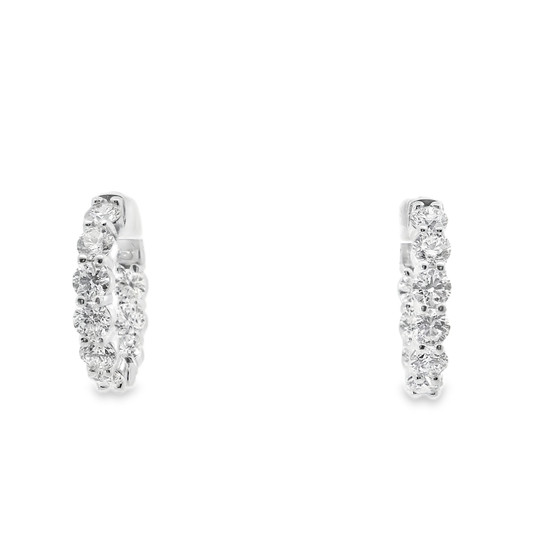 5.25CT Diamond Hoop Earrings 14k White Gold