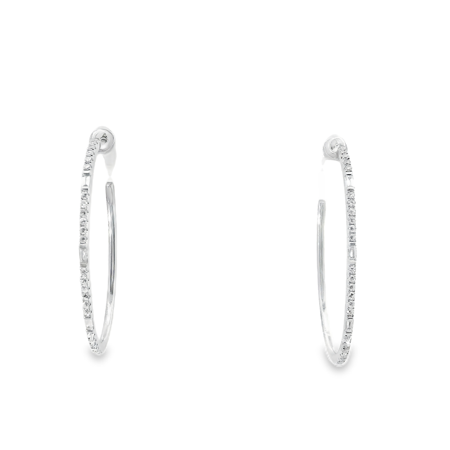 0.41CT Diamond Hoop Earrings 14k White Gold