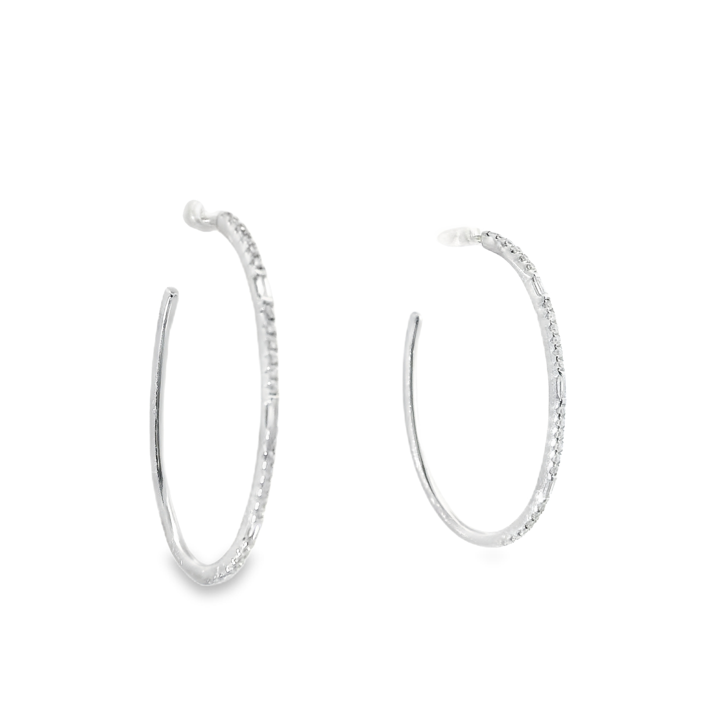 0.41CT Diamond Hoop Earrings 14k White Gold