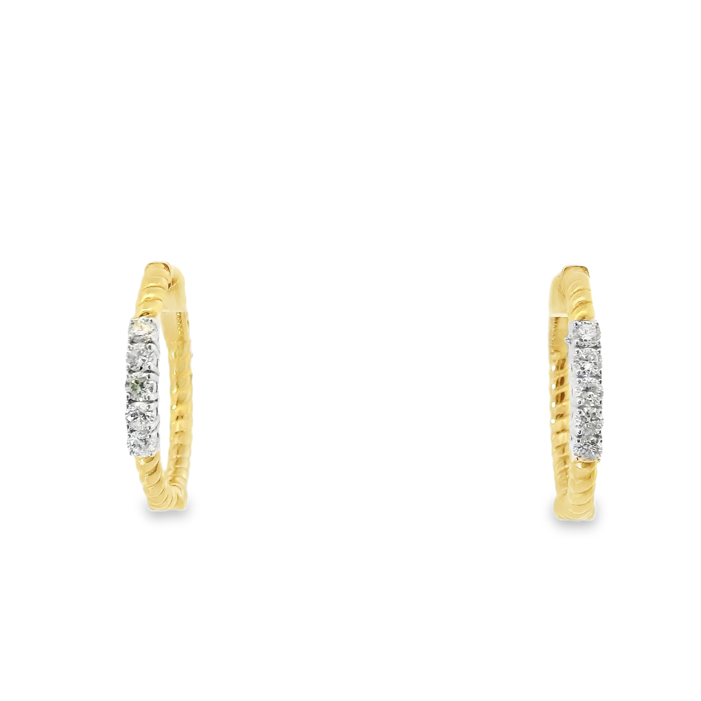0.50CT Diamond Hoop Earrings 14k Yellow Gold