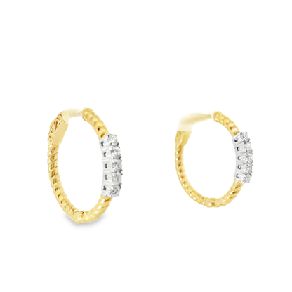 0.50CT Diamond Hoop Earrings 14k Yellow Gold