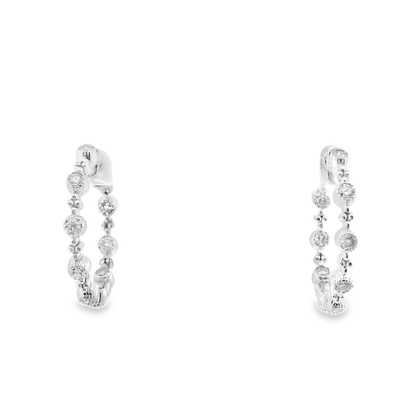 0.82CT Diamond Hoop Earrings 14k White Gold