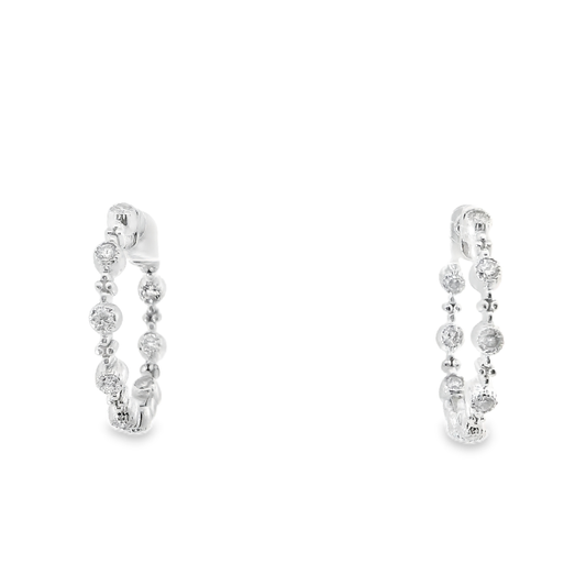 0.82CT Diamond Hoop Earrings 14k White Gold