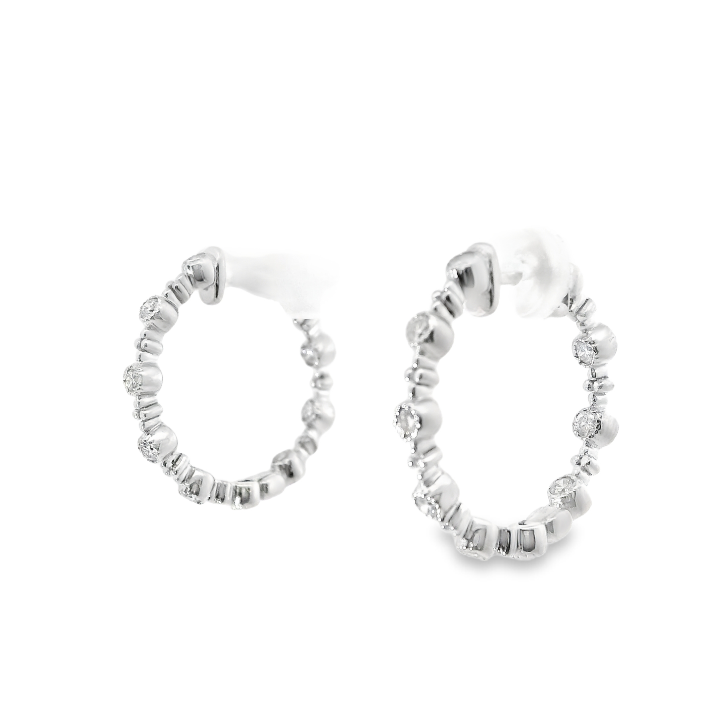 0.82CT Diamond Hoop Earrings 14k White Gold