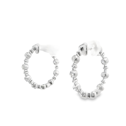 0.82CT Diamond Hoop Earrings 14k White Gold