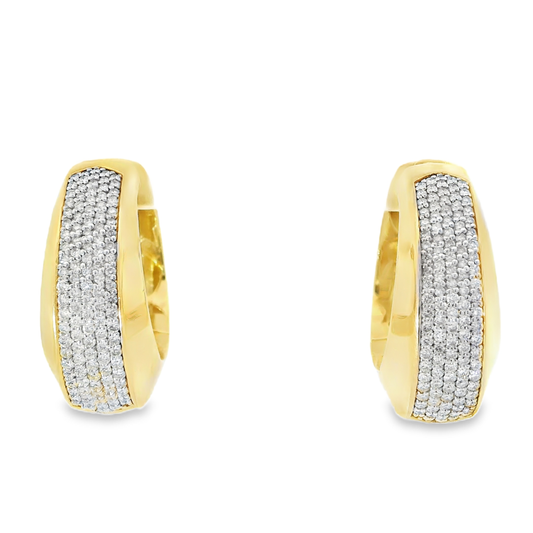 3.19CT Diamond Hoop 14k Yellow Gold Earring