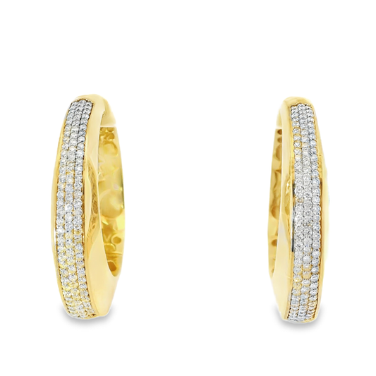 2.04CT Diamond Hoop 14k Yellow Gold Earring