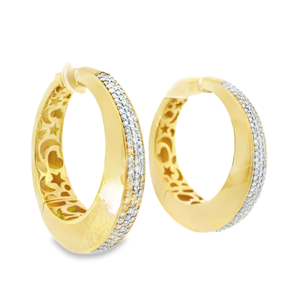 2.04CT Diamond Hoop 14k Yellow Gold Earring