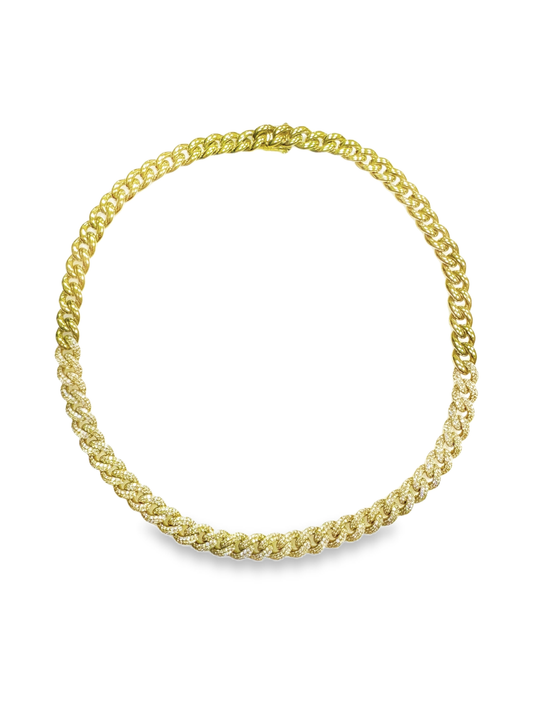 5.05CT Diamond Cuban Chain Necklace 14k Yellow Gold