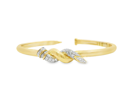 0.74CT Diamond  14k Yellow Gold Bangle