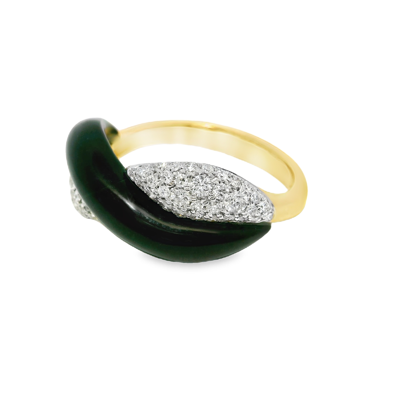 0.48CT Diamond with Black Agate 14k Yellow Gold Ring