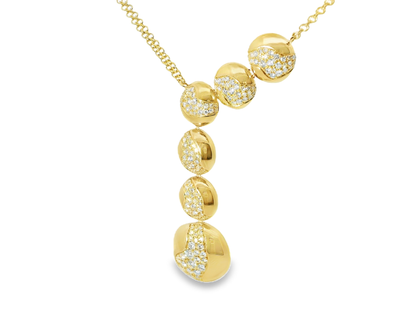 1.62CT Diamond  14k Yellow Gold Water Fall Pendant