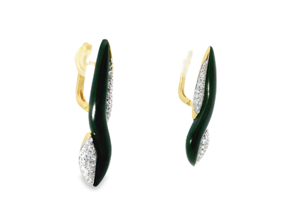 0.87CT Diamond with Black Agate 14k Yellow Gold Earring
