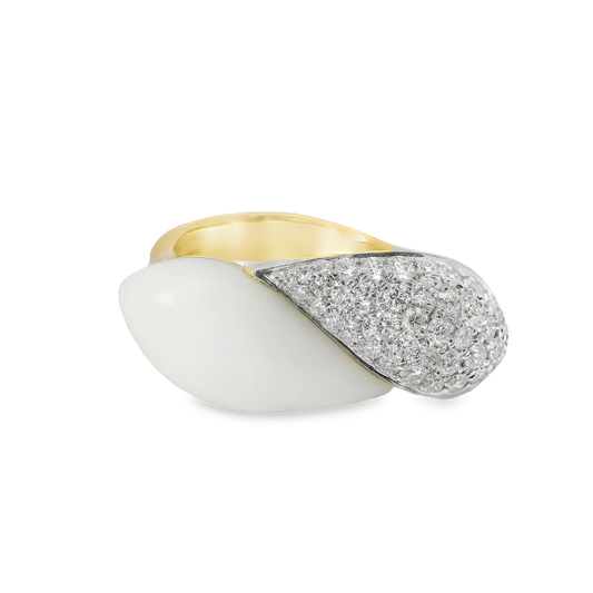 0.56CT Diamond with Black Agate 14k Yellow Gold Ring