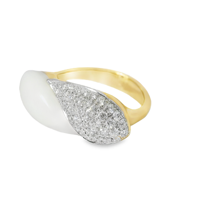 0.56CT Diamond with Black Agate 14k Yellow Gold Ring