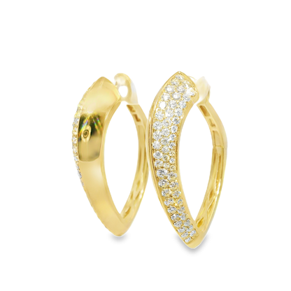 1.73CT Diamond  14k Yellow Gold Earring