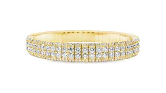 15.68CT Diamond Stretch Bangle 14k Yellow Gold