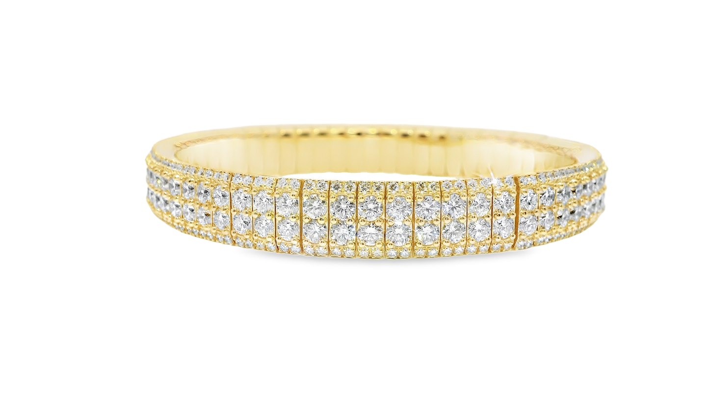 15.68CT Diamond Stretch Bangle 14k Yellow Gold