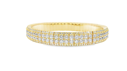 15.68CT Diamond Stretch Bangle 14k Yellow Gold