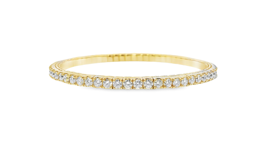 5.08CT Lab Diamond Stretch Bangle 14k Yellow Gold