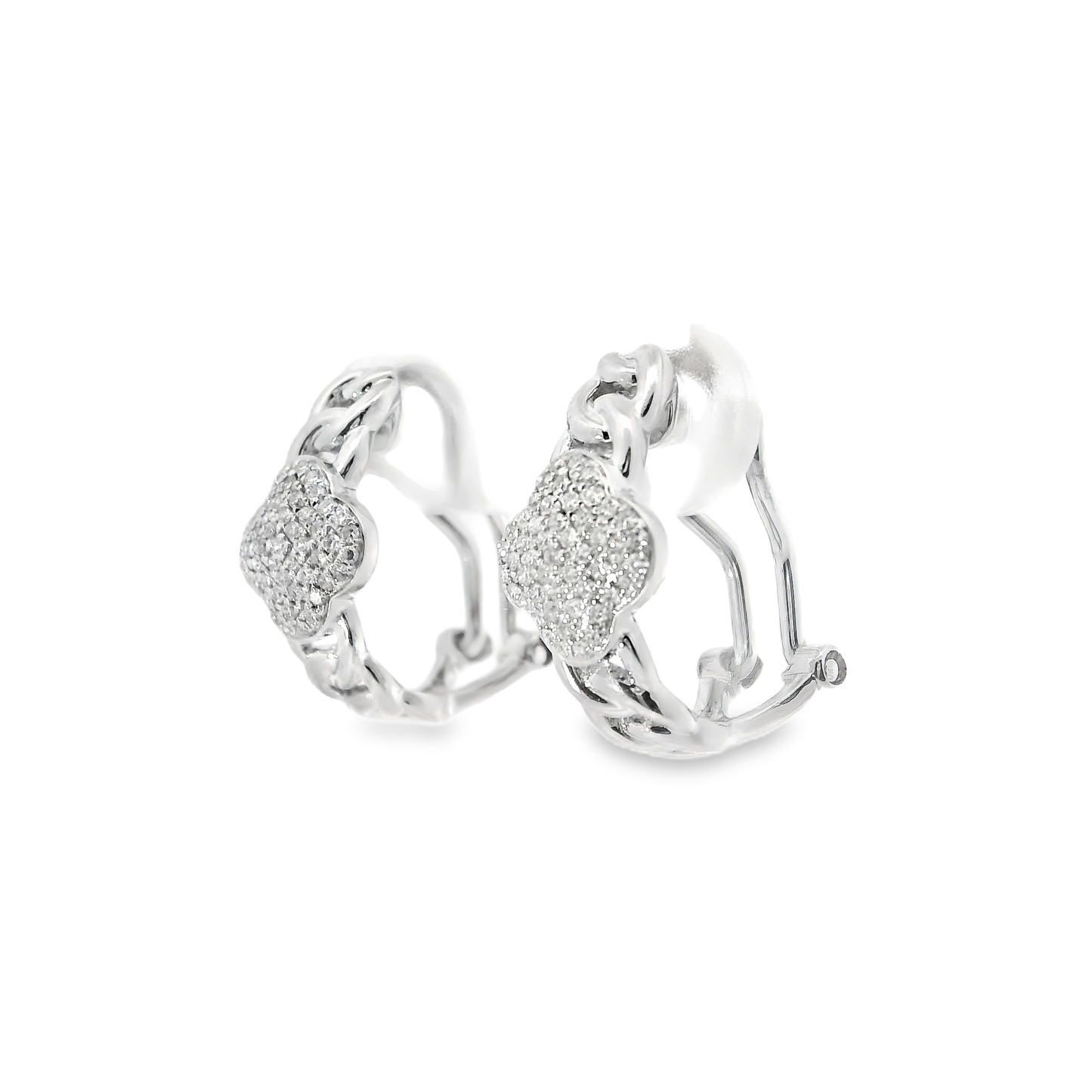 0.22CT Diamond Hoop 14k White Gold Earring