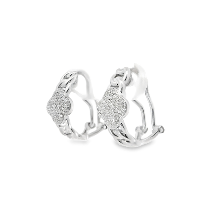 0.22CT Diamond Hoop 14k White Gold Earring