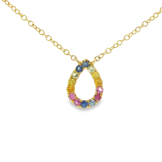 0.55Ct Mixed Sapphire 14k Yellow Gold Pendant