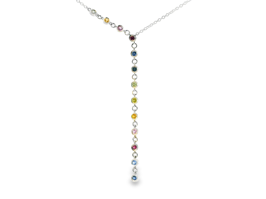 0.40CT Mixed Sapphire 14k white Gold Pendant