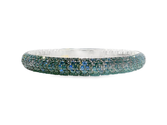 18.30CT Blue Sapphire 14k White Gold Bangle