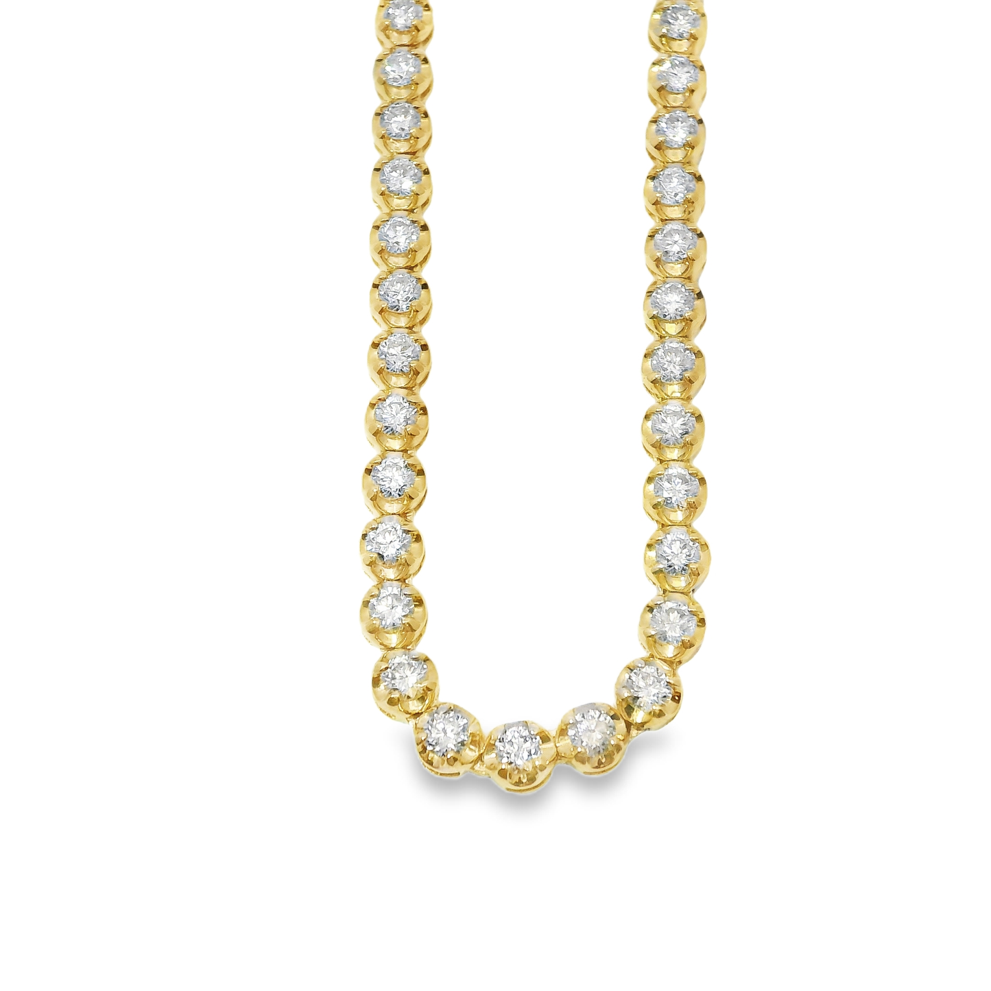 4.69CT Natural Diamond Tennis Necklace Buttercup 14k Yellow Gold