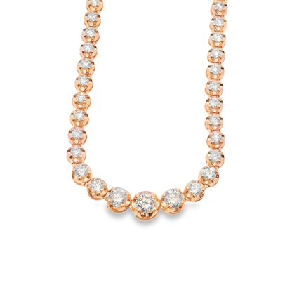3.35CT Diamond Buttercup Tennis Necklace 14k Rose Gold