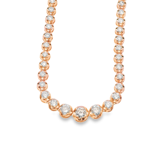 3.35CT Diamond Buttercup Tennis Necklace 14k Rose Gold