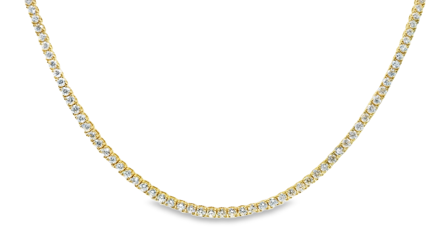 4.56CT Diamond Half Way 4 Prong Tennis 14k Yellow Gold