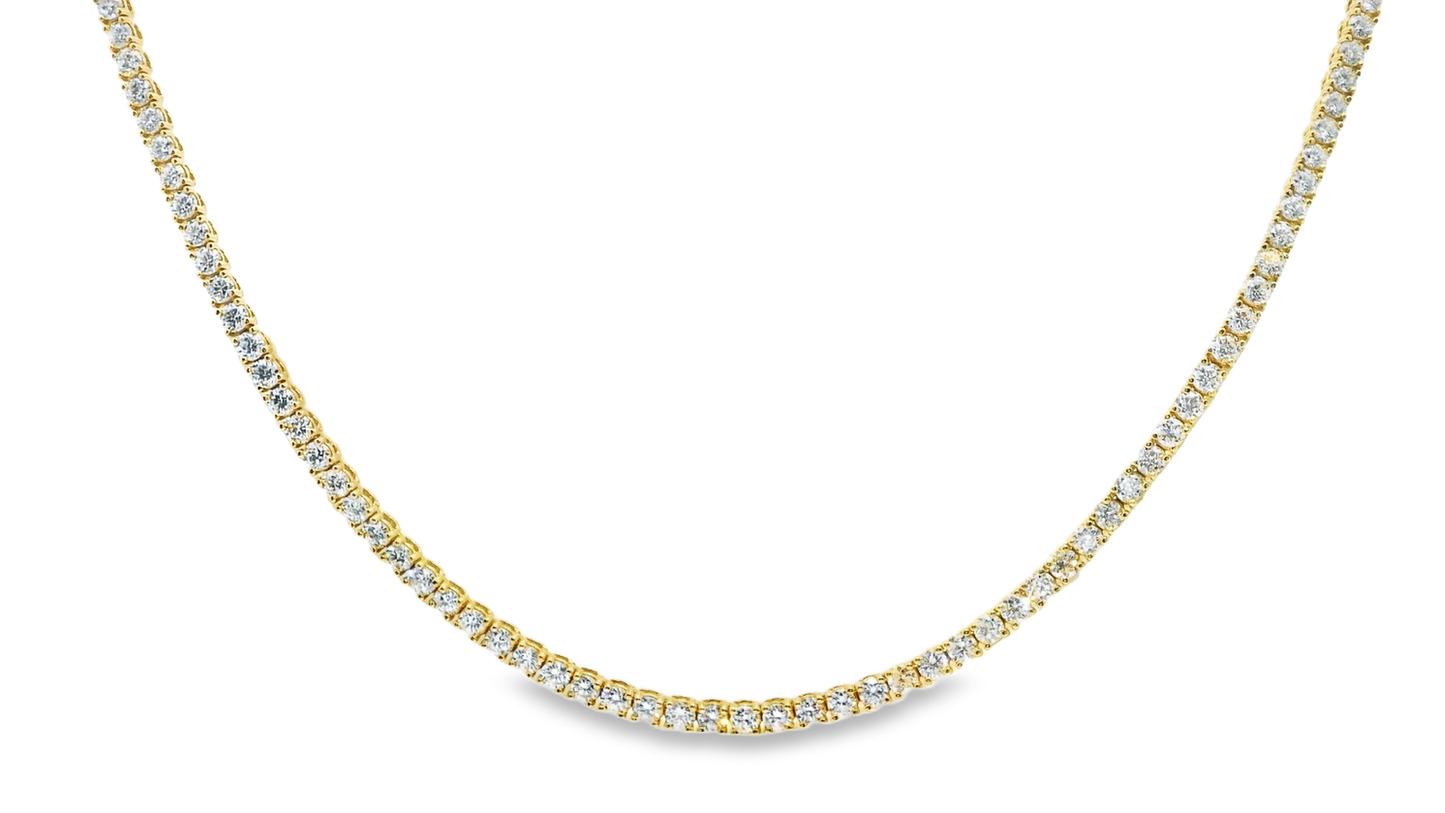 3.82CT Diamond Half Way 4 Prong Tennis 14k Yellow Gold