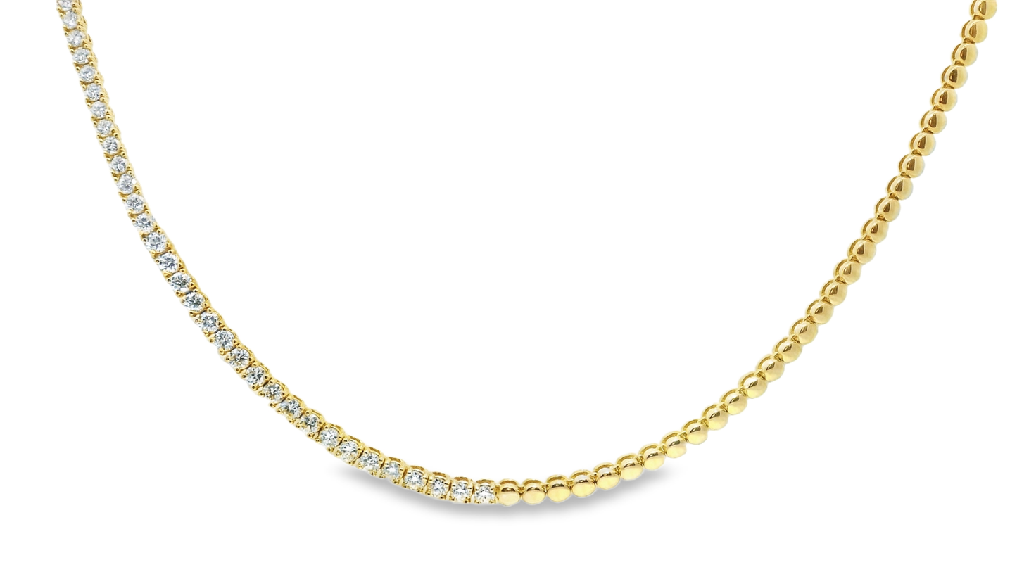 3.82CT Diamond Half Way 4 Prong Tennis 14k Yellow Gold