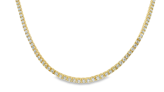 5.85CT Diamond 4 Prong Half Way Tennis 14k Yellow Gold Necklace