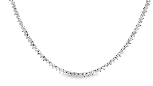 10.28CT Diamond 3 Prong Tennis 14k White Gold Necklace