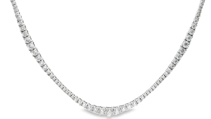 7.57CT Diamond 4 Prong Graduated Tennis 14k White Gold Necklace