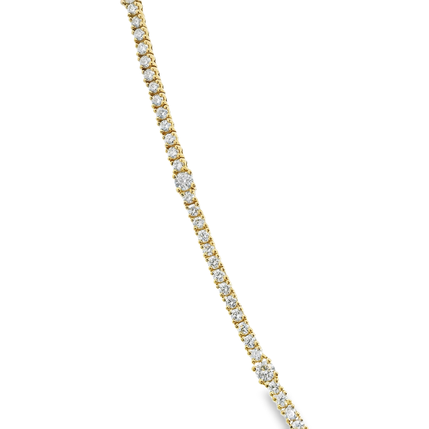 7.11CT Diamond 4 Prong Graduated Tennis 14k Yellow Gold Necklace