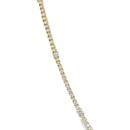 7.11CT Diamond 4 Prong Graduated Tennis 14k Yellow Gold Necklace