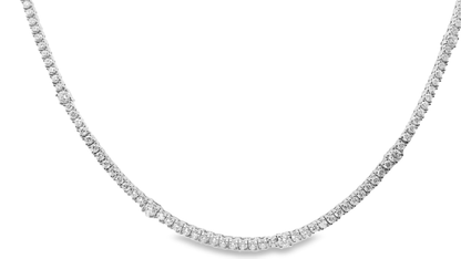 7.11CT Diamond 4 Prong Graduated Tennis 14k Yellow Gold Necklace