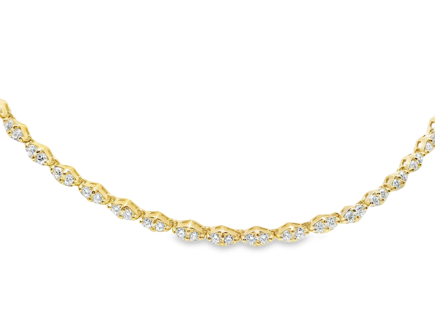 7.11CT Diamond 4 Prong Graduated Tennis 14k Yellow Gold Necklace